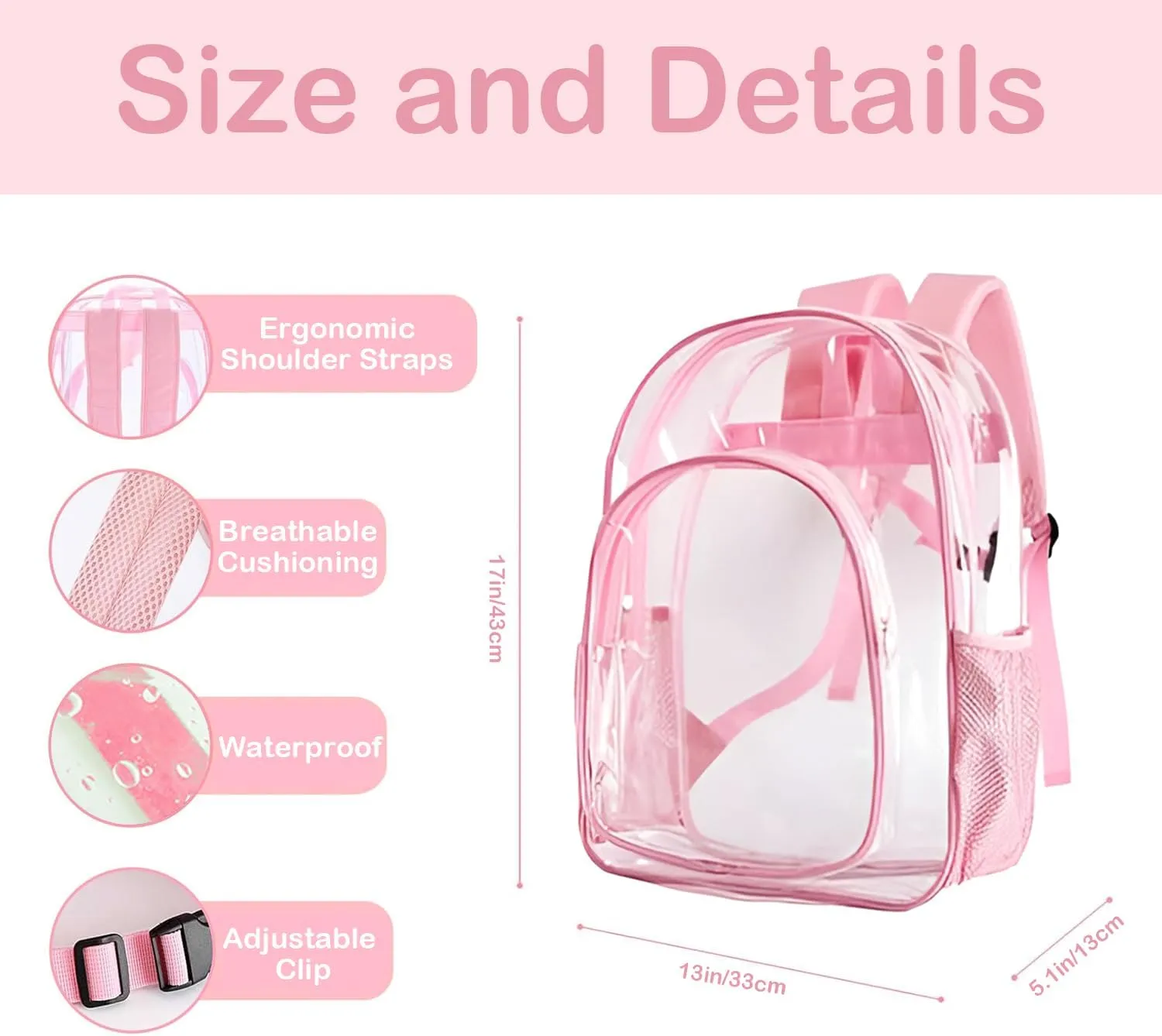 Personalized Clear Backpacks with Name, Custom Butterfly Clear Backpack for Gifts, with Reinforced Strap & Large Capacity PVC Transparent Waterproof Backpacks for Travel Camping Work