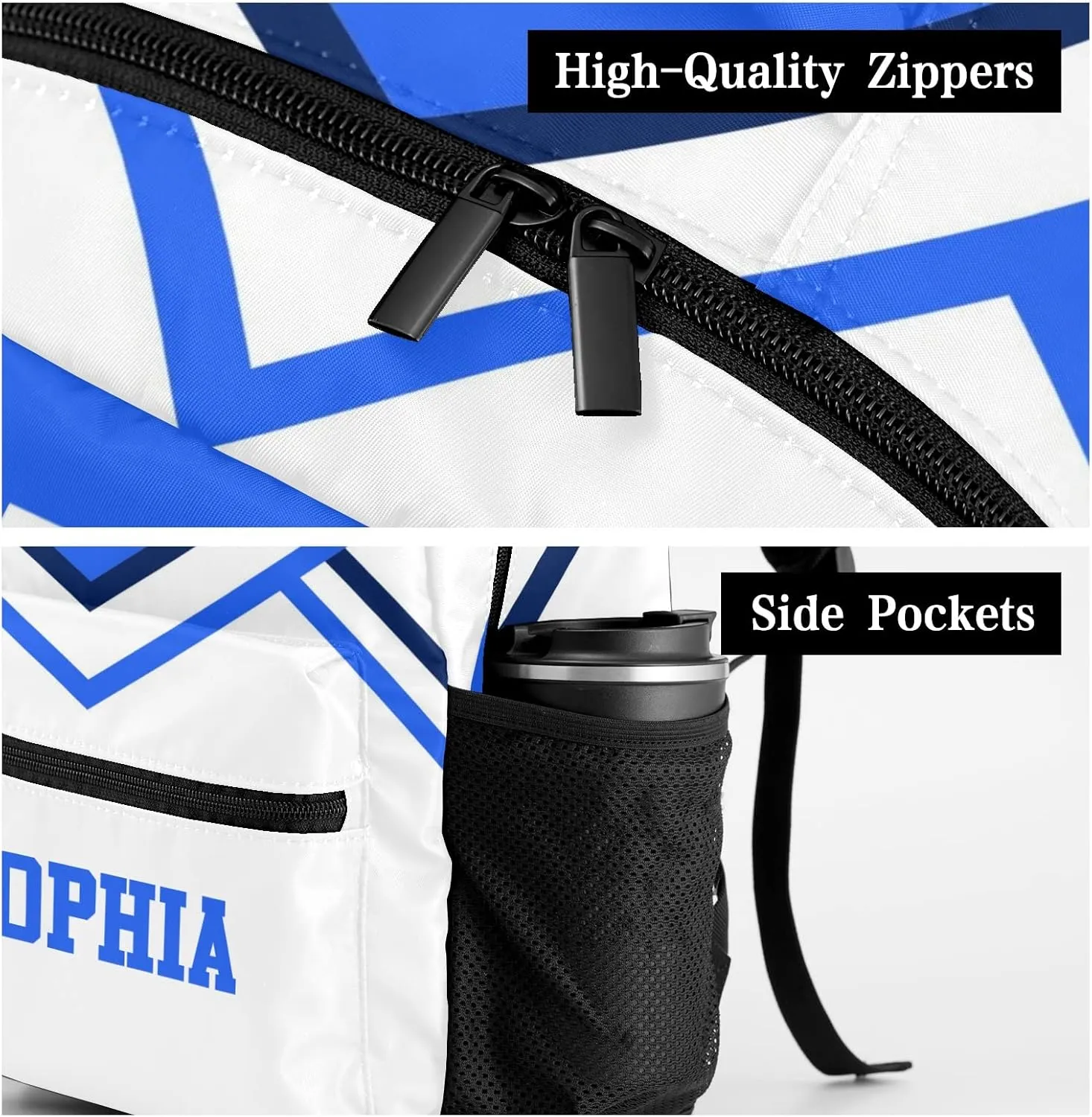 Personalized Custom Cheer Cheerleader Blue Backpack Lightweight Travel Hiking Causual Bag With Name