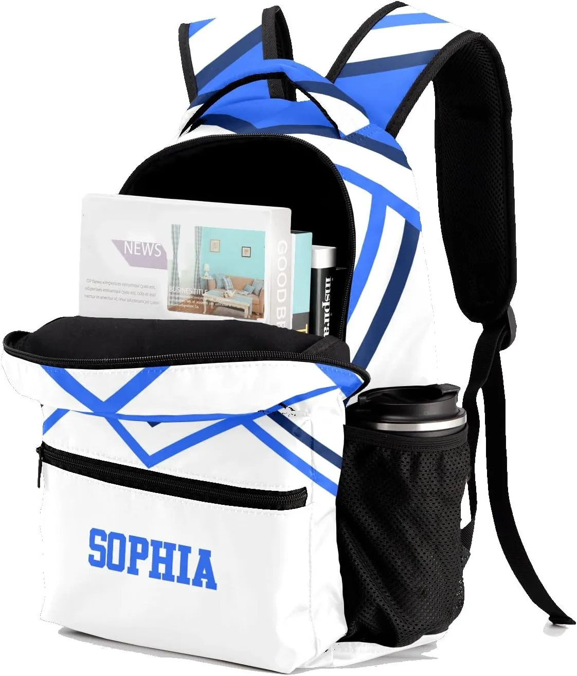 Personalized Custom Cheer Cheerleader Blue Backpack Lightweight Travel Hiking Causual Bag With Name