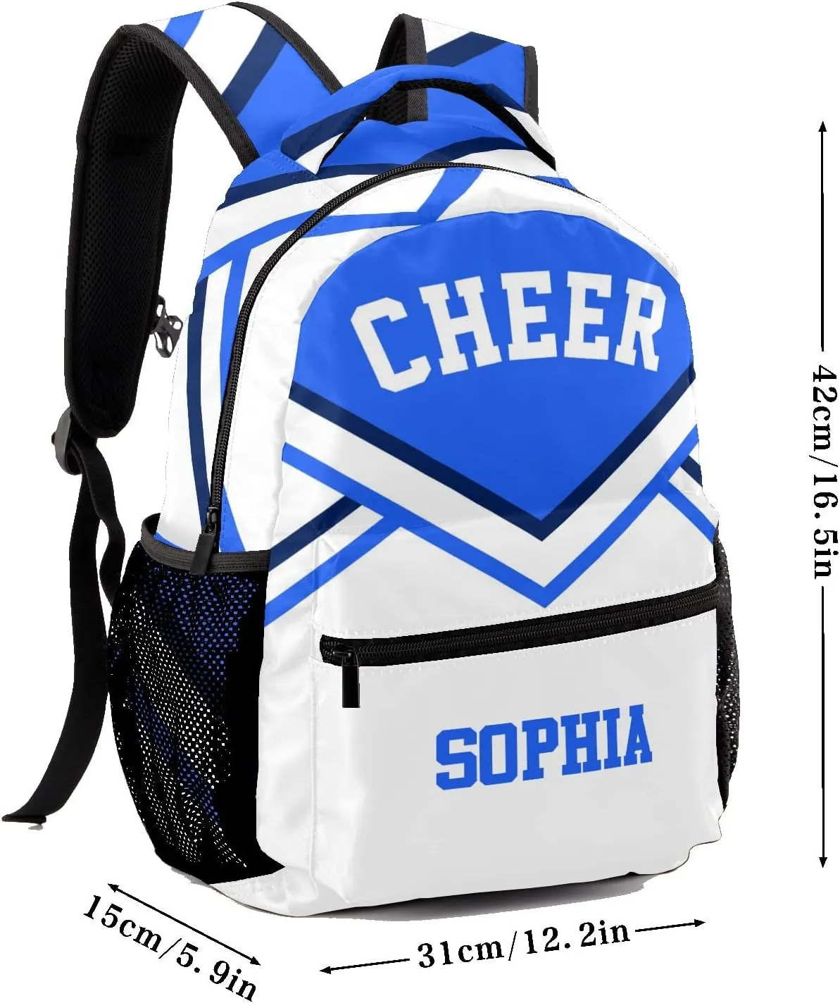 Personalized Custom Cheer Cheerleader Blue Backpack Lightweight Travel Hiking Causual Bag With Name