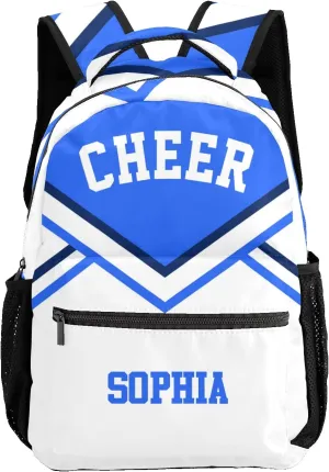 Personalized Custom Cheer Cheerleader Blue Backpack Lightweight Travel Hiking Causual Bag With Name