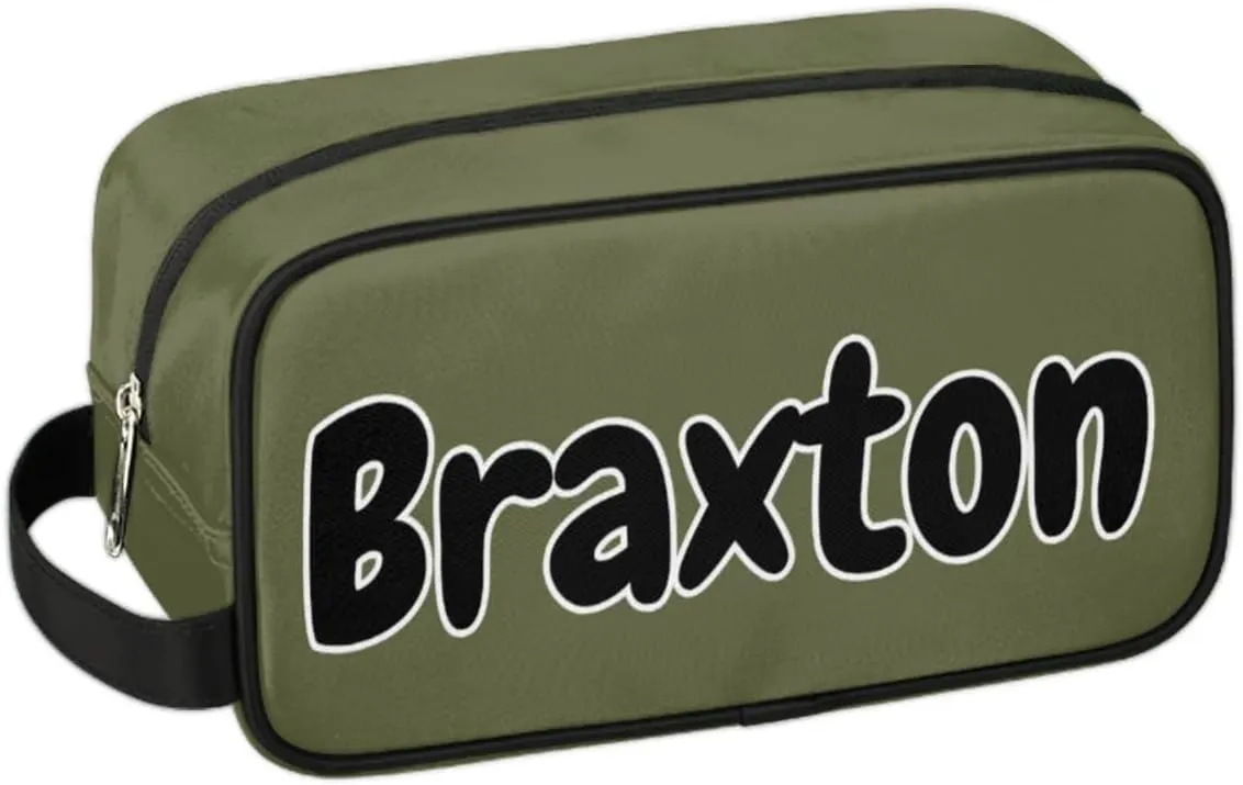 Personalized Toiletry Bag for Women Custom Name Waterproof Cosmetic Makeup Bag Shaving Bag for Men Bathroom Travel Storage Bags with Handle for Work, Army Green