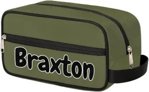 Personalized Toiletry Bag for Women Custom Name Waterproof Cosmetic Makeup Bag Shaving Bag for Men Bathroom Travel Storage Bags with Handle for Work, Army Green