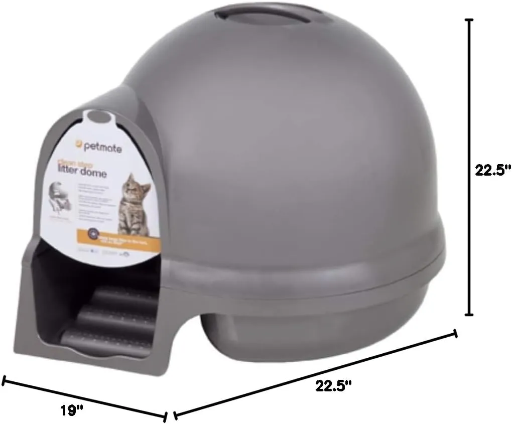 Petmate Booda Clean Step Cat Litter Box Dome (Made in the USA with 95% Recycled Materials)- Titanium, Made in USA