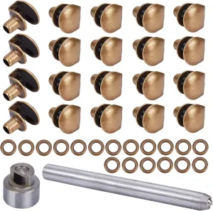 PH PandaHall 20 sets Boot Lace Hooks Kit Brass Shoes Eyelets Buckles and Press Stud Tools with Rivets and Rings for Climb Hiking Shoes Work Outdoor Mountaineering Boots Antique Brown