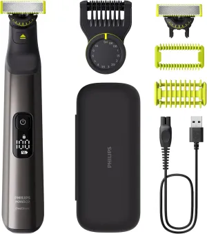 Philips Norelco OneBlade 360 Pro Face   Body Electric Beard Trimmer, Shaver & Bodygroomer, with 360 Blade Technology, 2X 360 Blade, 20-Length Adjustable Comb, Body Kit, & Travel Case, QP6552/90