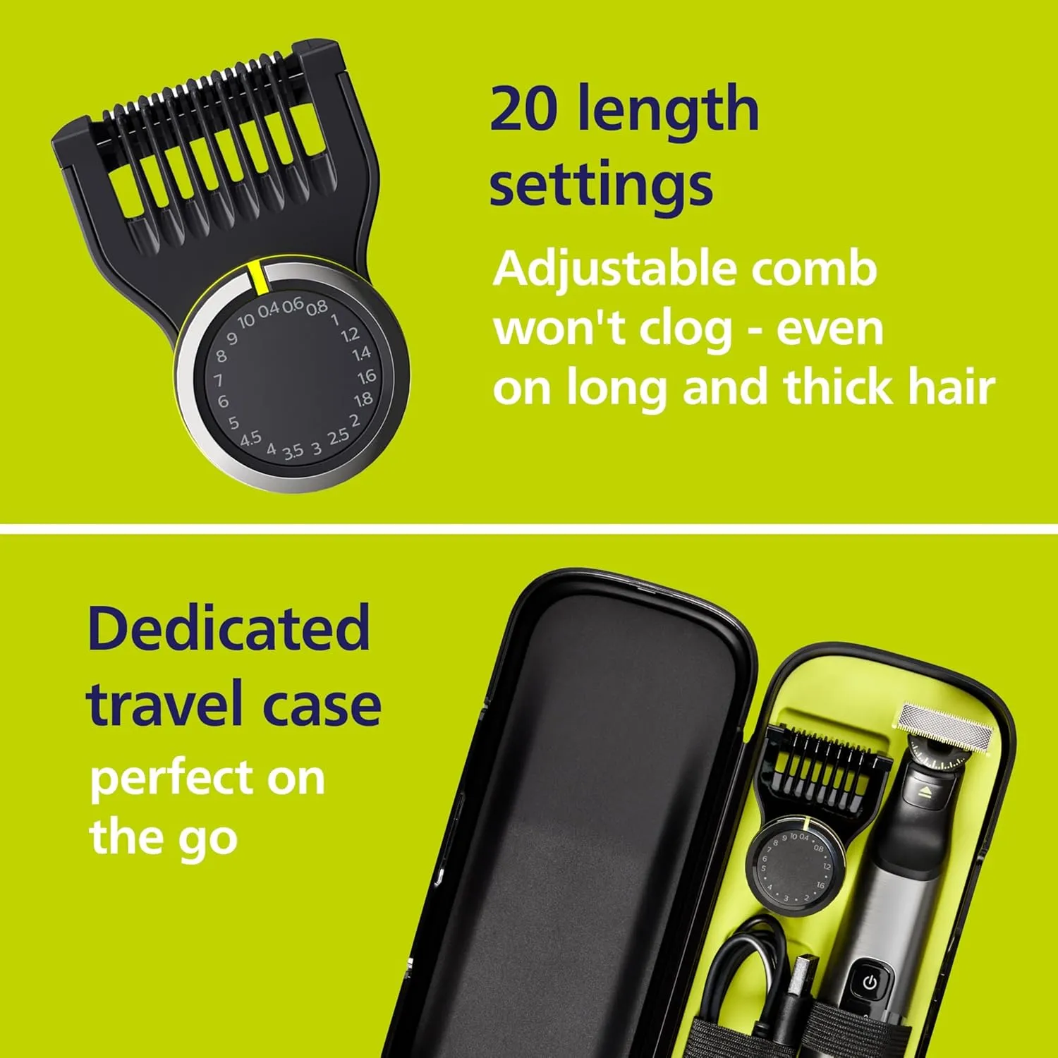 Philips Norelco OneBlade 360 Pro Face   Body Electric Beard Trimmer, Shaver & Bodygroomer, with 360 Blade Technology, 2X 360 Blade, 20-Length Adjustable Comb, Body Kit, & Travel Case, QP6552/90