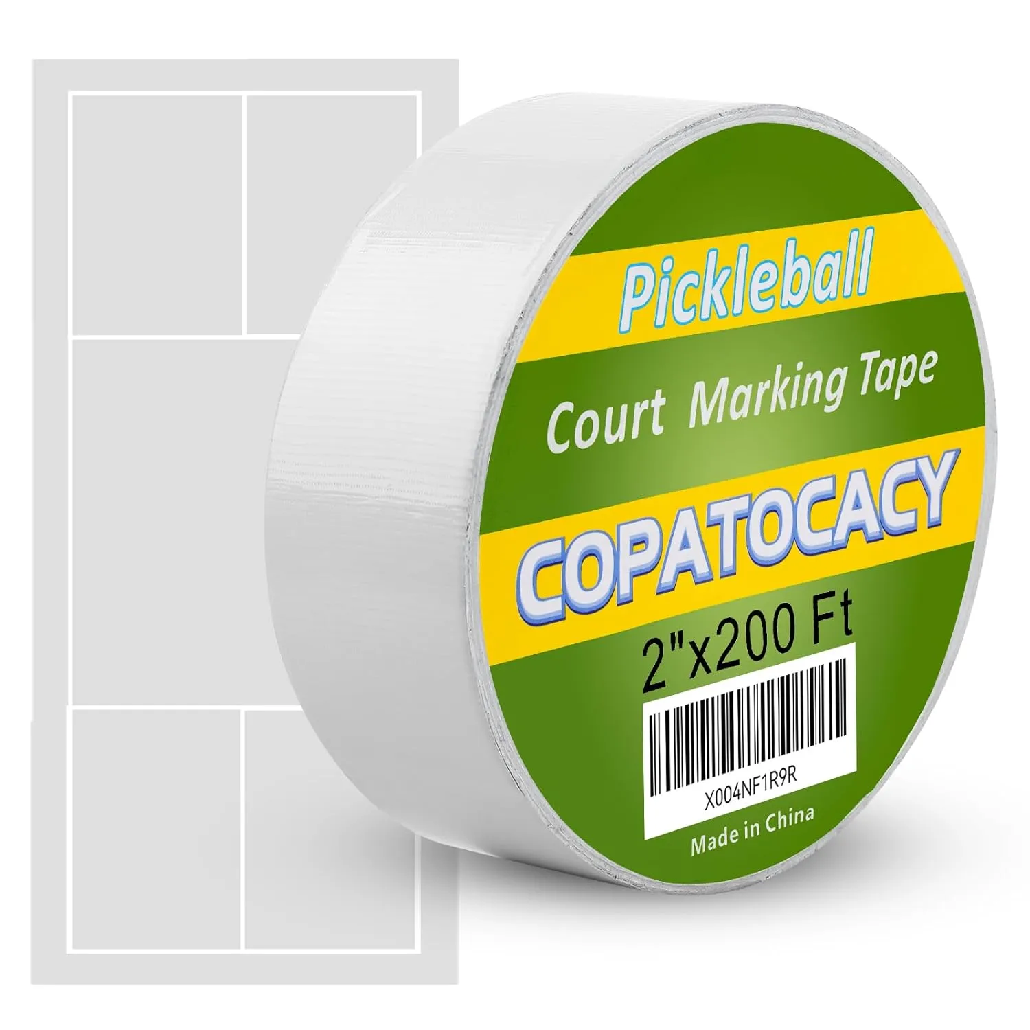 Pickleball Court Tape - 2" x 200 ft, Outdoor Pickleball Marking Kit, White Tape for Temporary Court Lines - No Residue Easy to Apply & Remove - Perfect for Pickleball Court, Gym, Driveway, Backyard