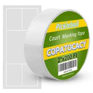 Pickleball Court Tape - 2" x 200 ft, Outdoor Pickleball Marking Kit, White Tape for Temporary Court Lines - No Residue Easy to Apply & Remove - Perfect for Pickleball Court, Gym, Driveway, Backyard
