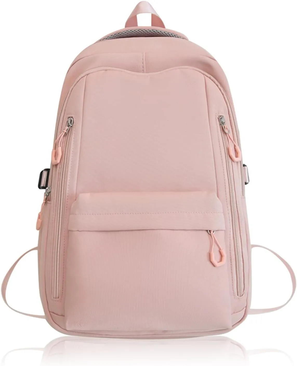 Pink Casual Backpack, 16" Laptop Backpack, Bookbag for College, Light Pink Backpack for Women Travel