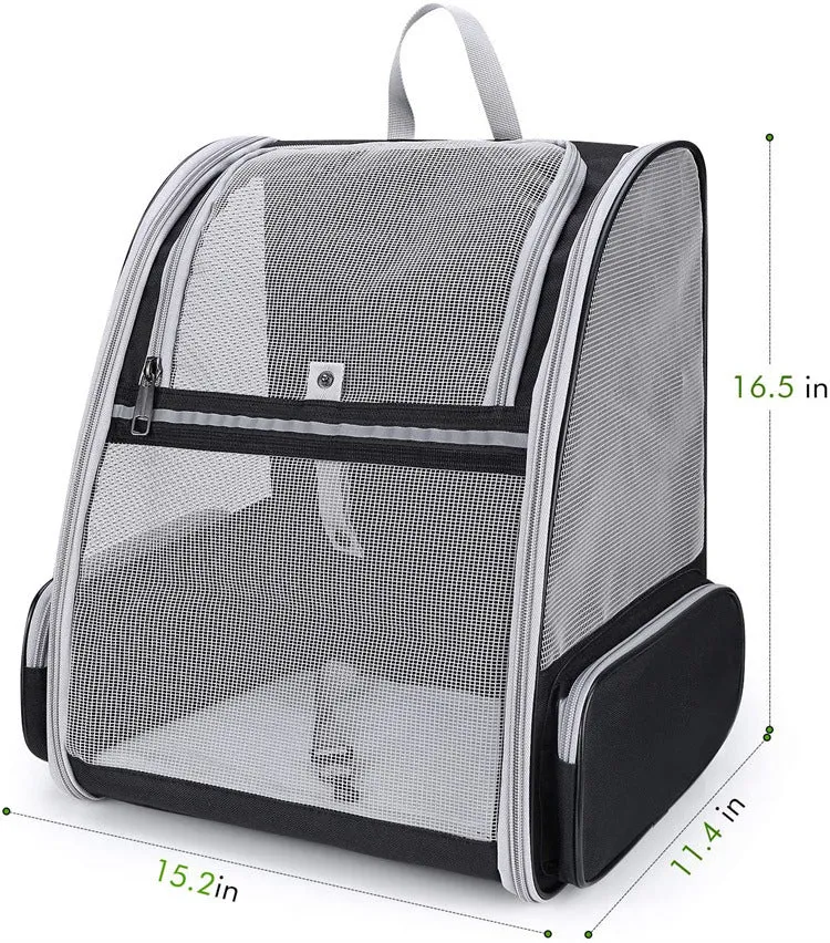 Pink Foldable Pet Carrier Backpack - Breathable Mesh Travel Bag for Cats & Small Dogs