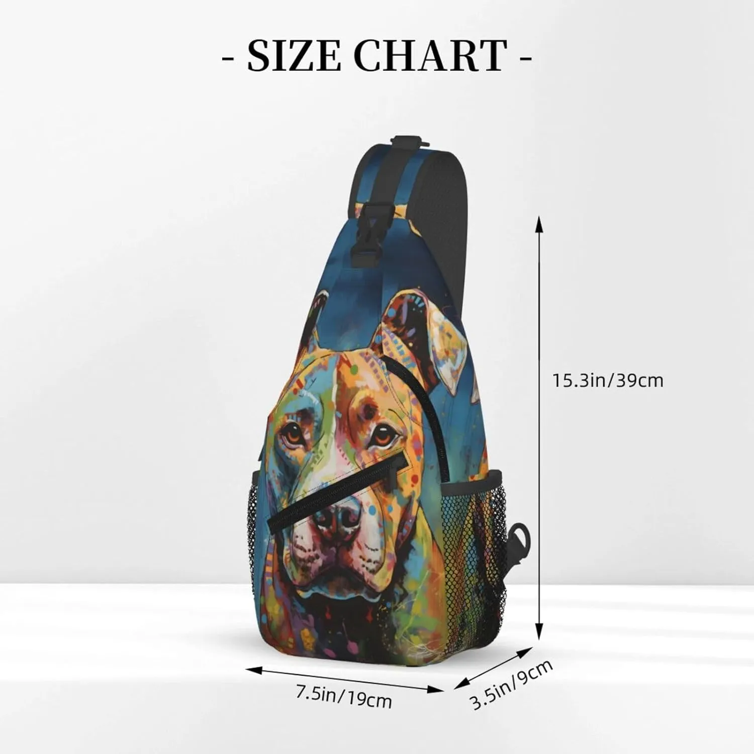 Pitbull Florescent Dog Sling Backpack for Women Men, Chest Bag Daypack Crossbody for Travel Sport Running Hiking