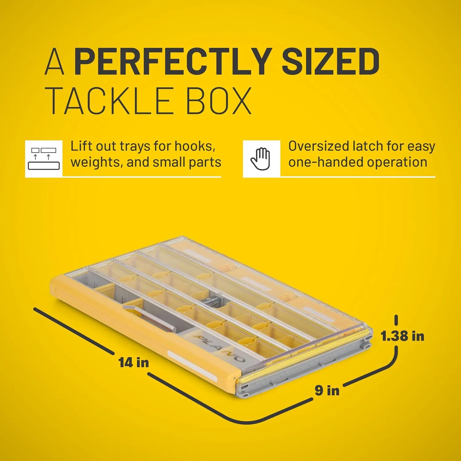 Plano EDGE Premium Terminal Tackle Utility Box, Clear and Yellow, Rust-Resistant Storage, Waterproof Tackle Tray Organizer for Weights, Hooks, and Baits
