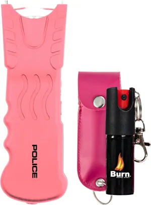 Police Stun Gun Burn Pepper Spray Combo Women Men Self Defense - 916 Pink