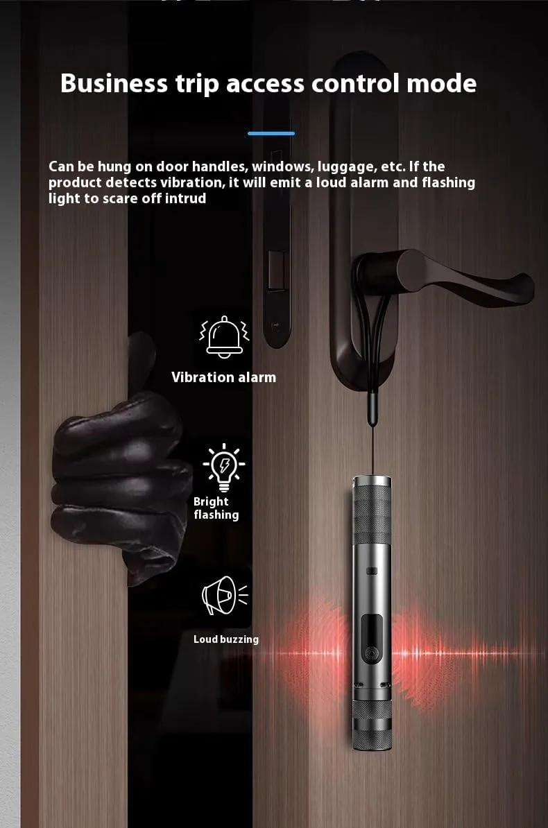 Portable 3 in 1 LED Zoomable Flashlight with Hidden Camera Detectors and Door Alarm Warning,Rechargeable Self Protective Tactical Flashlight for Travel,Camping,Emergency,Gifts For Men&Women (Black)