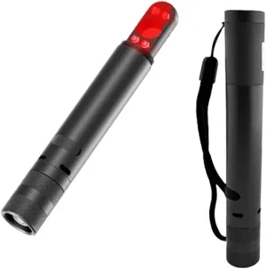 Portable 3 in 1 LED Zoomable Flashlight with Hidden Camera Detectors and Door Alarm Warning,Rechargeable Self Protective Tactical Flashlight for Travel,Camping,Emergency,Gifts For Men&Women (Black)