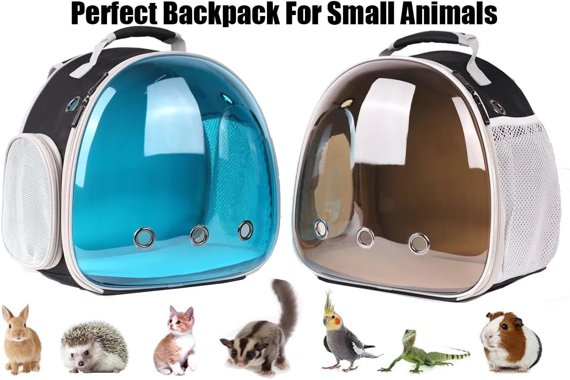 Portable Guinea Pig Backpack, Polarized Bubble Backpack for Small Animals Travel Handbag Cage for Kitten Rabbit Squirrel Bearded Dragon Turtle Breathable Carrier