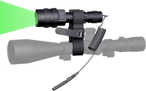 POVAST Green Hunting Flashlight, Zoomable Light with Scope Mount and Pressure Switch, 1200 Lumens Waterproof Weaponlight, USB Rechargeable Flashlight for Outdoor Hunting, Matte Black