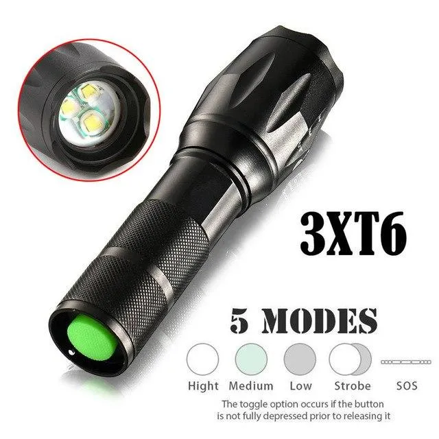 Powerful LED Flashlight 5000 lumens T6 LED Flashlight 18650 Adjustable Focus Zoom Flash Light Lamp Bicycle Front Light #2M03