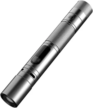 poyoelf Portable 3 in 1 LED Flashlight with Arc Lighter and Alarm,Rechargeable Self-Defense Flashlight | Perfect for Running, Jogging, Walking,Emergency, Camping, Home (Black)