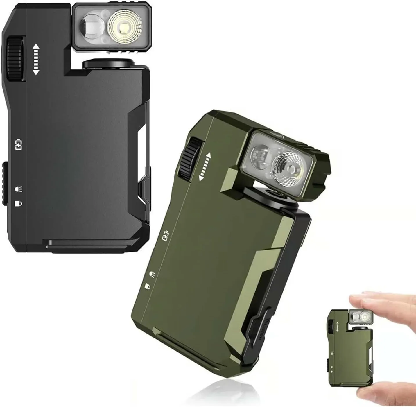 Priormer Flashlight, G5 EDC Light 400 Lumens, Compact Rechargeable Flashlight with 180° Rotatable Head, Multi-Mode LED, Ultra-Bright Keychain Torch for Camping, Hiking, Emergency (Green Black)