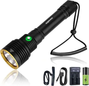 Professional Scuba Dive Light,5 Mode with Power Indicator Underwater Flashlight,Super Bright 4000 Lumens Scuba Diving Flashlight,IP68 Waterproof,Rechargeable Safety Dive Torch(Battery included)