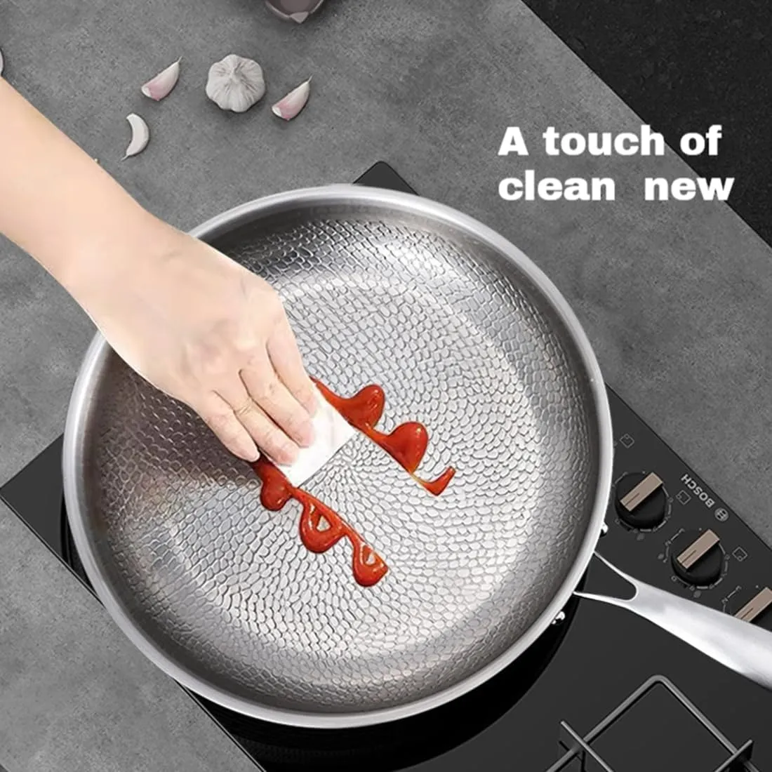 Pure Titanium Hammered Pan Pro, 10.24,11,11.8 Inch Ultra-Durable Scratch-Resistant Non Stick, Dishwasher-Safe Frying Pans for Cooking, Even Heating Compatible with All Cooktops (no lid, 10.24in)