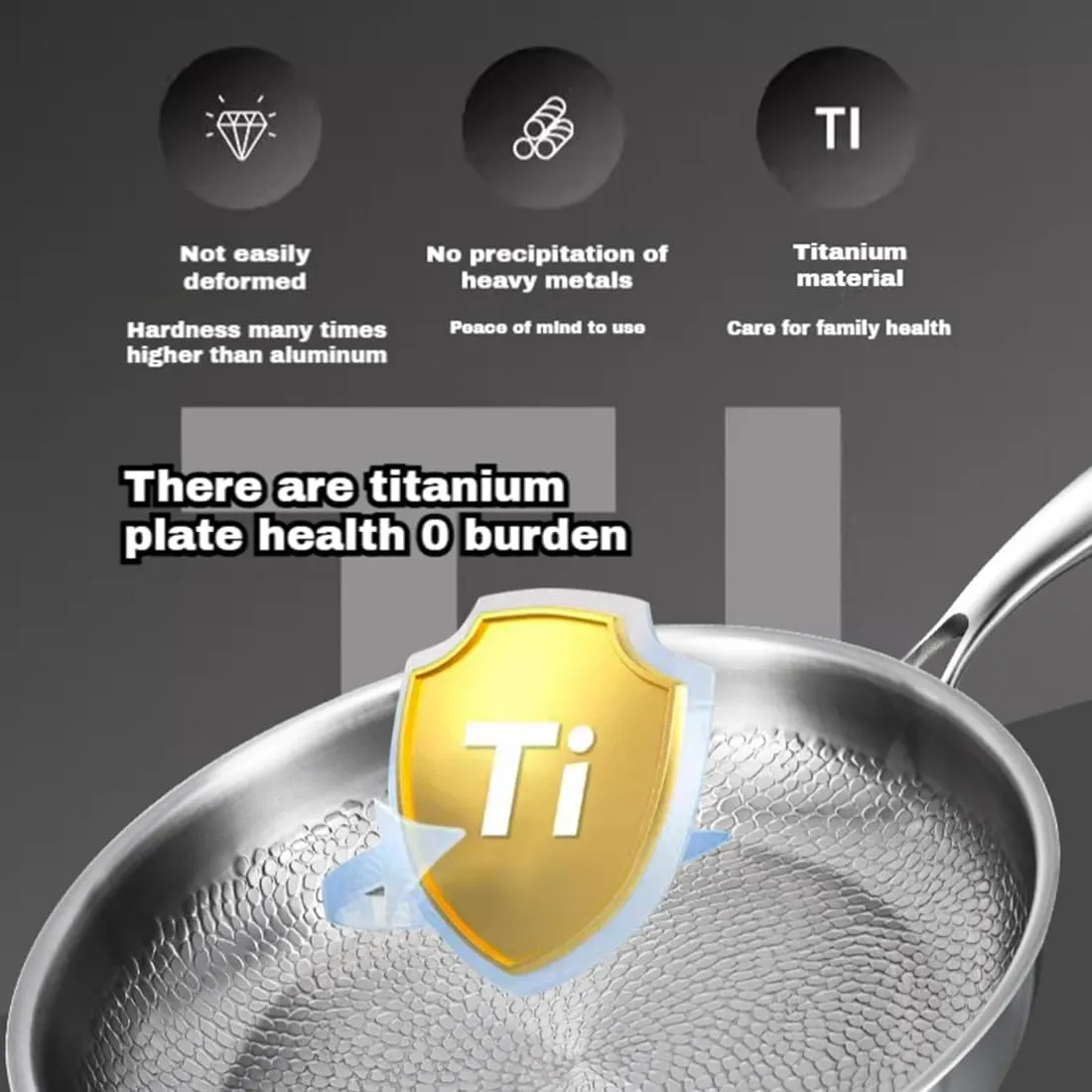 Pure Titanium Hammered Pan Pro, 10.24,11,11.8 Inch Ultra-Durable Scratch-Resistant Non Stick, Dishwasher-Safe Frying Pans for Cooking, Even Heating Compatible with All Cooktops (no lid, 10.24in)