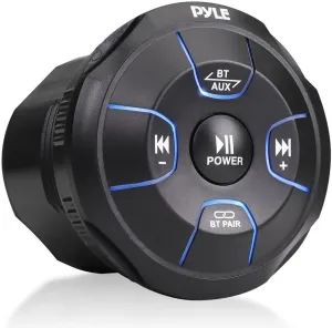 Pyle Amplified Wireless Bluetooth Audio Controller - 800 Watt Bluetooth Media Button, Waterproof Marine Receiver Remote Control w/ AUX, Mount for Car Truck Boat Marine PowerSport Vehicles - PLMRBT19