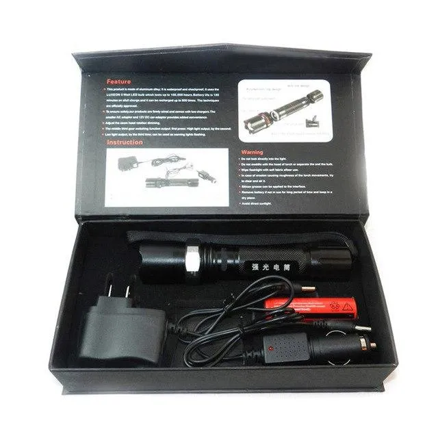 Q5 LED Flashlight 1000 Lumens Adjustable Focus Torch Zoomable Flashlight   Charger  18650 Battery Bicycle Light 40OT17