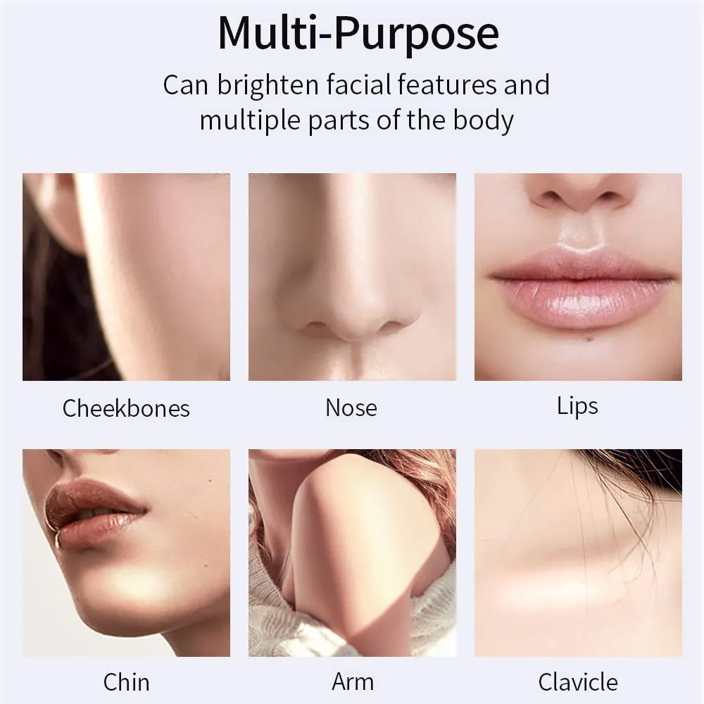QiBest Highlighter Stick Soft Mist Highlighter Stereo Brightening and Contouring Stick Shadow Contour Concealer Palette Long Wear Cosmetics Makeup Women Gifts Professional (A)