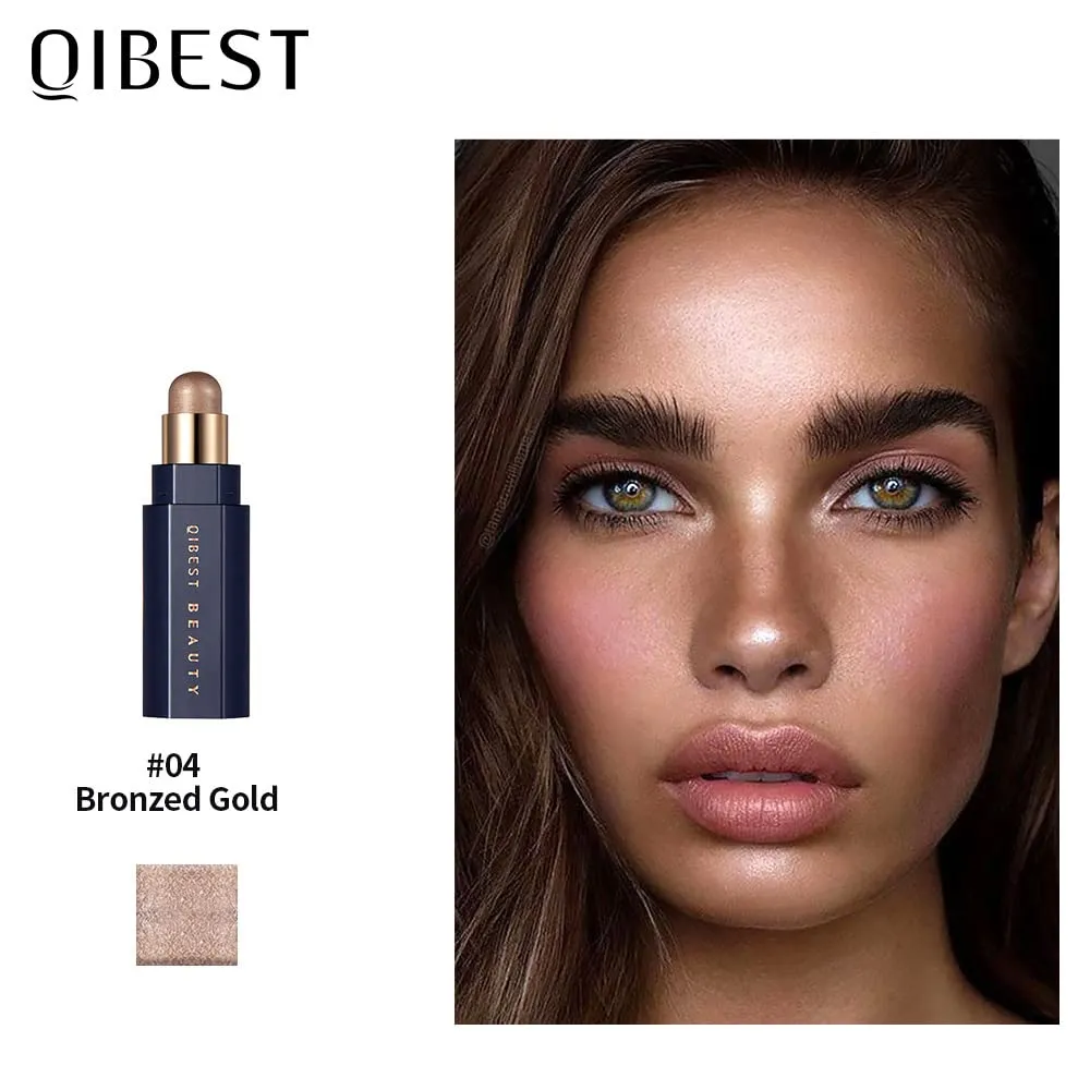 QiBest Highlighter Stick Soft Mist Highlighter Stereo Brightening and Contouring Stick Shadow Contour Concealer Palette Long Wear Cosmetics Makeup Women Gifts Professional (A)