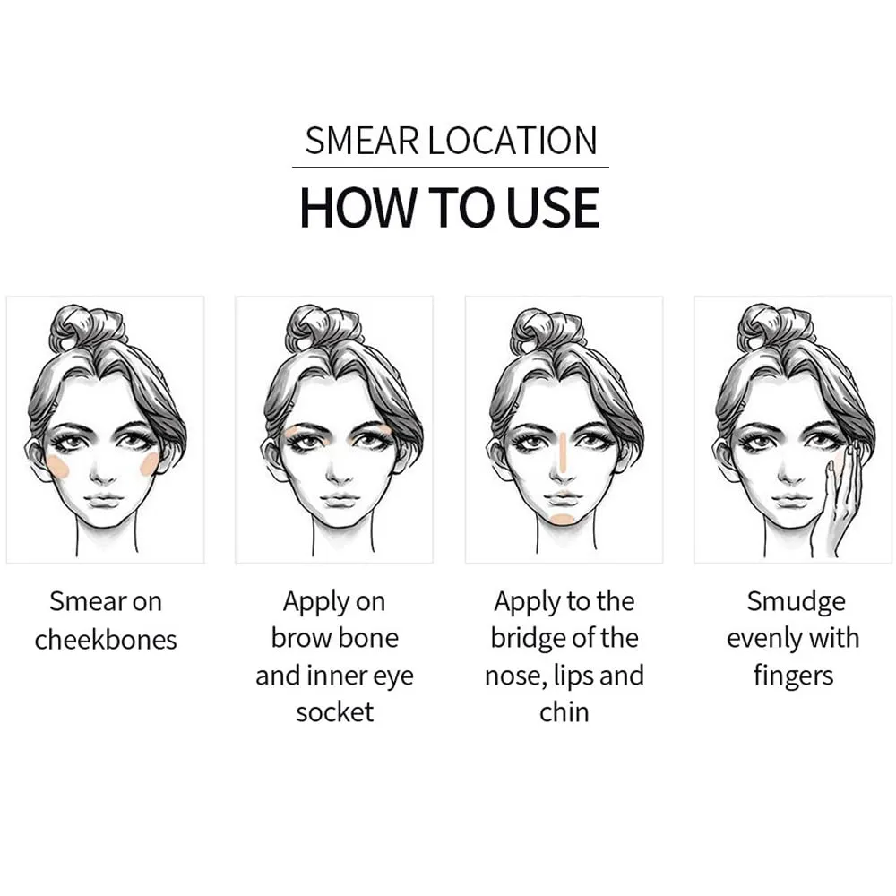 QiBest Highlighter Stick Soft Mist Highlighter Stereo Brightening and Contouring Stick Shadow Contour Concealer Palette Long Wear Cosmetics Makeup Women Gifts Professional (A)