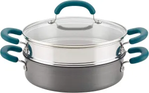 Rachael Ray Create Delicious Hard Anodized Aluminum Nonstick Steam Set, 3-Quart, Gray