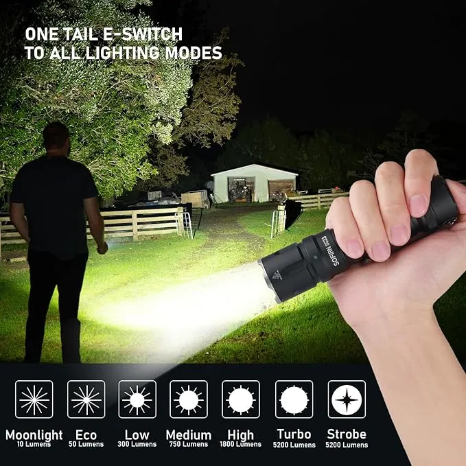Reachareable Flashlights High Lumens, Sofirn SC33 Powerful Flashlights 5200 Lumens, Emergency Flashlight Super Bright, Waterproof Flashlights for Home