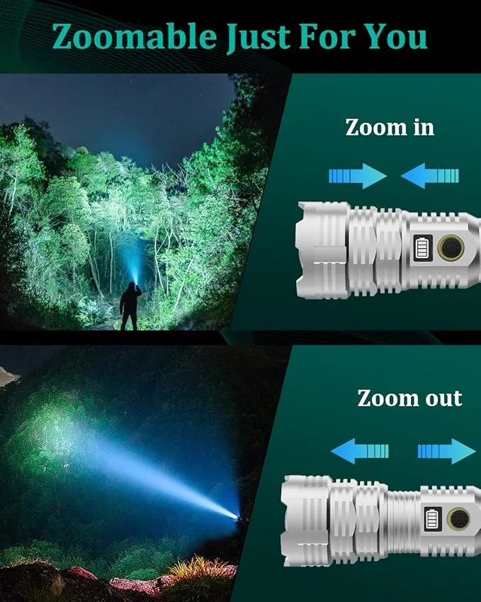 Rechargeable 990000 High Lumens LED Flashlights,LightLink Super Bright Flashlight with 5 Modes & IP65 Waterproof for Home,Camping