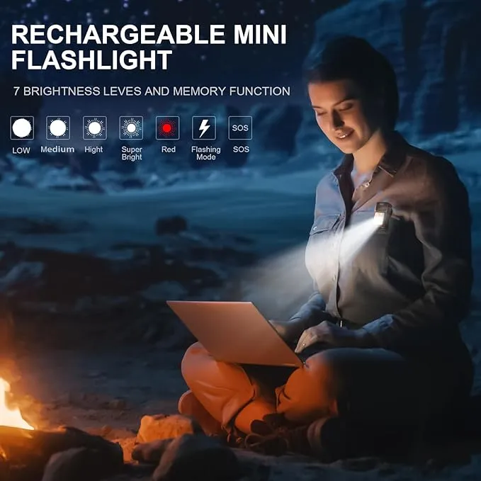 Rechargeable EDC Flashlight, 1200 Lumens Compact Pocket Clip Light | Dual Light Sources, USB C Charging, Magnetic Base | Ideal for Emergency (Brown)