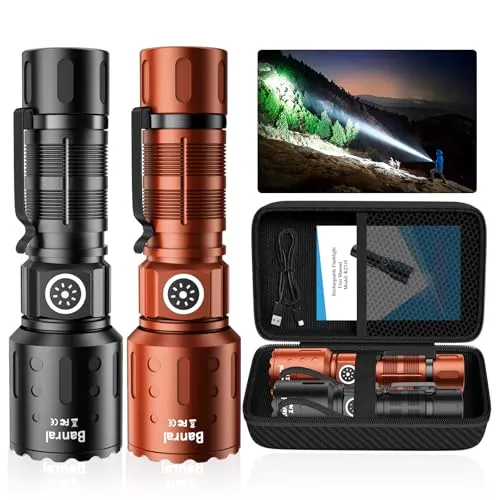 Rechargeable Flashlights 20,000 High Lumens,1500M Super Bright LED Small Powerful Tactical Flashlight