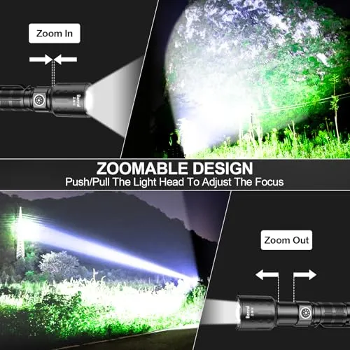 Rechargeable Flashlights 20,000 High Lumens,1500M Super Bright LED Small Powerful Tactical Flashlight