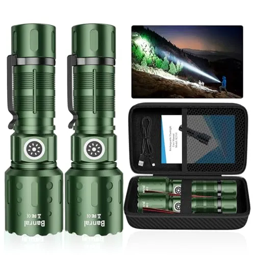 Rechargeable Flashlights 20,000 High Lumens,1500M Super Bright LED Small Powerful Tactical Flashlight