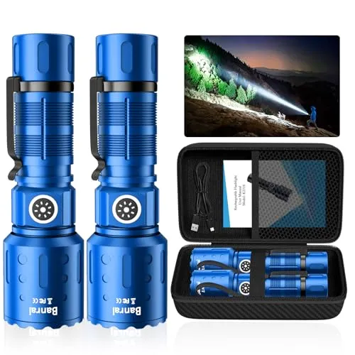 Rechargeable Flashlights 20,000 High Lumens,1500M Super Bright LED Small Powerful Tactical Flashlight
