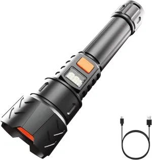Rechargeable Flashlights High Lumens, 100000 High Lumens, Zoomable USB Rechargeable Flashlight, 5 Modes with COB Work Light,Small Flashlight for Camping, Emergency Flashlight