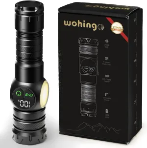 Rechargeable Flashlights High Lumens LED Super Bright Torch Magnetic Tactical Flashlight with COB SideLight,Zoomable,Waterproof Linternas with LCD Digital Display for Camping Home Emergency Gift