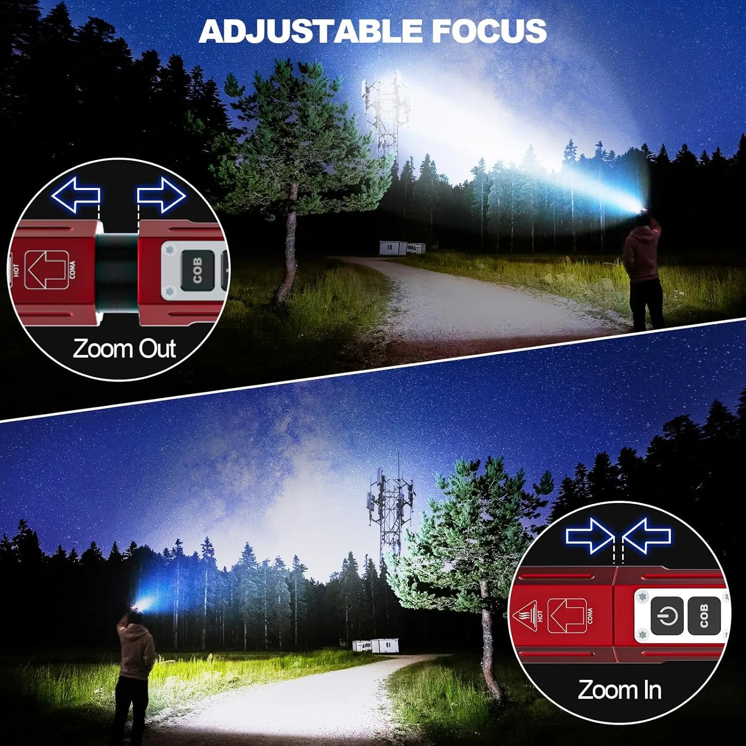 Rechargeable Flashlights High Lumens - Super Bright Small Pocket Magnetic Flashlight, 8 Modes LED Tactical Flash Light, Dual Button Powerful Flashlight for Camping (2, Red)