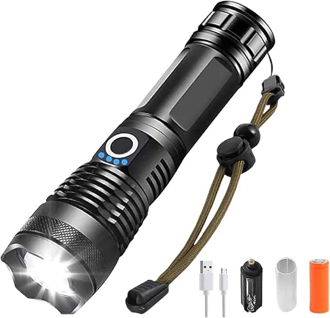 Rechargeable LED Flashlight: 5000 Lumen, Waterproof, 5 Modes & Fast Charging for Night Walkers and Campers