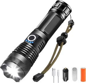 Rechargeable LED Flashlight: 5000 Lumen, Waterproof, 5 Modes & Fast Charging for Night Walkers and Campers
