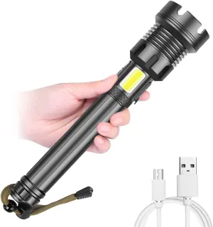 Rechargeable Led Flashlight High Lumens, 100000 High Lumens Tactical Flashlights, P90 LED Super Bright Flashlight, Zoomable, 5 Modes, Waterproof Flashlight for Emergencies