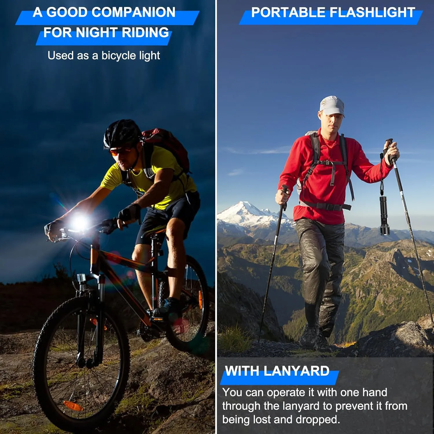 Rechargeable Magnetic Flashlights High Lumens, Super Bright LED Powerful Flashlight 8 Modes with COB Work Light, Waterproof Handheld Flash Light for Camping (2 Pack with Paper Box, Black)