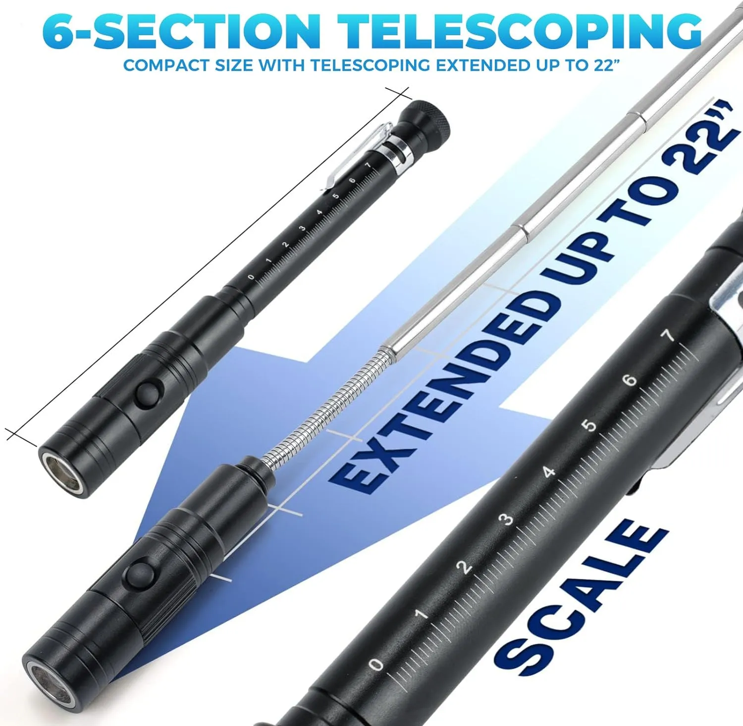 Rechargeable Magnetic Pickup Tool, Telescoping Magnetic Flashlights with Extendable Magnet Stick, Fathers Day Dad Gifts from Daughter Wife Son, Cool Gadgets Gifts for Him, Men, Dad, Husband, Boyfriend