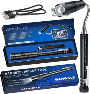 Rechargeable Magnetic Pickup Tool, Telescoping Magnetic Flashlights with Extendable Magnet Stick, Fathers Day Dad Gifts from Daughter Wife Son, Cool Gadgets Gifts for Him, Men, Dad, Husband, Boyfriend